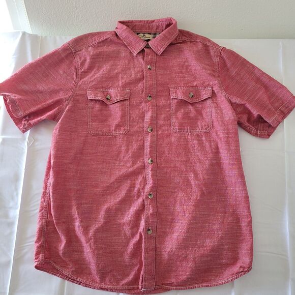 Woolrich Other - Vintage Woolrich Men's Red Short Sleeve Button Up Shirt Double Pockets Size XL